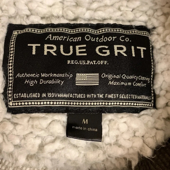 True Grit American Outdoor Co. 1/4 Zip Sherpa Pullover Light Gray Medium - Picture 8 of 10